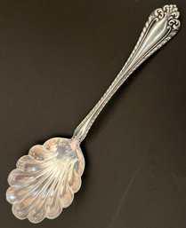 Vintage Sterling Silver Sugar Spoon - Scalloped Shell Bowl - Marked A - 5.75 L - 1.5 X 2 X .5 Bowl