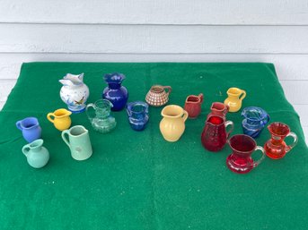 Lot Of Small Glass Pitchers And Creamer