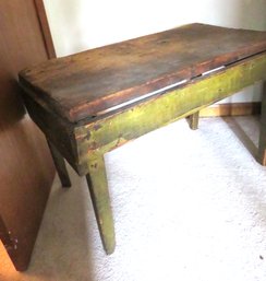 Antique Wood Coffee Table With Some Green Paint