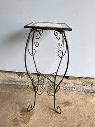 Wrought Iron And Tile Pedestal Table