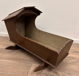 Antique Hooded Baby Rocking Cradle - Believed To Be From The Late 1800s