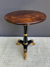 Elegant Black Neoclassical Round Side Table With Gilt Details  20' Wide X 26.5' Tall (2 Of 2)