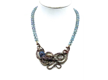 Heidi Daus Signed Rhinestone Octopus Statement Necklace