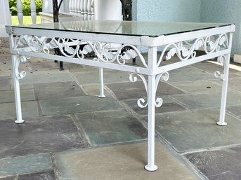 A Vintage Wrought Iron Glass Top Side Table