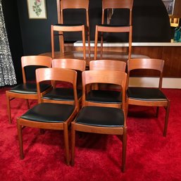Incredible Set Of 8 MCM / Teak Dining Chairs By Henning Kjaernulf For Korup Stolefabrik - All Original !