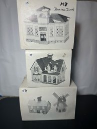 THREE MINT IN BOX DEPARTMENT 56 CHRISTMAS VILLAGE SETS