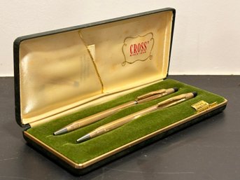 A Vintage Cross Pen And Pencil Set, 10 K Gold Filled