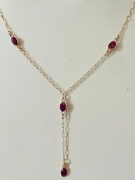 ALLURING & GORGEOUS 10K GOLD RUBY DANGLE LARIAT NECKLACE