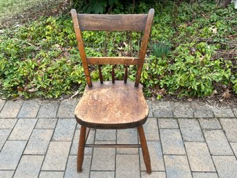 Sturdy Antique Thumb Back Chair With Thick Seat