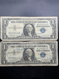 2 $1 Silver Certificates 1957, 1957-B