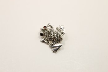 Sterling Silver Marcasite Frog Pin