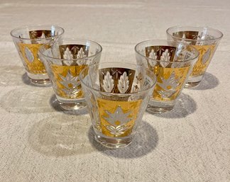 Lot Of Five Mid Century Gold Accent Glasses