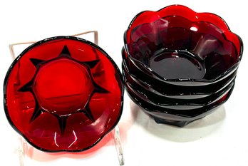 Vintage Royal Ruby Red Dessert Bowls By Anchor Hocking
