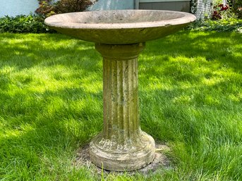 A Vintage Cast Stone Birdbath