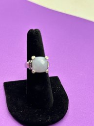 Blue Chalcedony & Amethyst On Sterling Setting