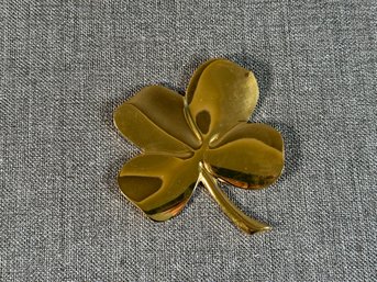 A Fabulous Lucky Four-Leaf Clover In Gold-Plated Brass, Vintage 1980s