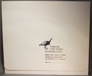 US STAMP AND SIGNED PRINT NATIONAL WILD TURKEY 1982 'aUTUMN MONARCH' BY ROBERT K ABBETT