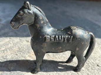 Antique Circa 1920 ARCADE Cast Iron 'BLACK BEAUTY' Figural Still Bank