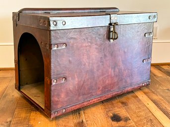 A Leather Traveling Trunk Dog Crate - Elegant Crating For The Pup!