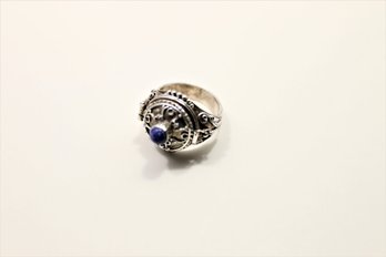 Sterling Silver Lapis Poison Ring Size 6.25