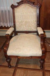 Carved And Inlaid Antique Armchair 25x24x43