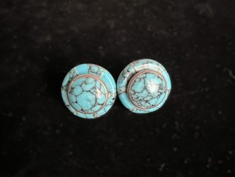 Vintage Turquoise Silver Plated Earrings