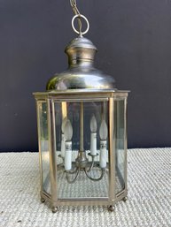 Vintage Hanging Coach Light Fixture In Nickel Finish