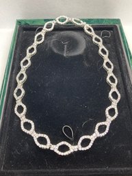 Substantial Sterling Silver Runway CZ Encrusted Choker- Suzanne Somers Collection