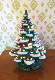 Vintage Ceramic Light Up Christmas Tree With Snow Branches