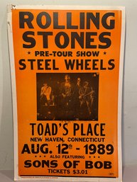 1989. The Rolling Stones Pre Tour Show At Toad's Place New Haven. 14' X22' Poster By Tribune Showprint, Inc