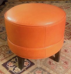 Ethan Allen Orange Leather Ottoman/Foot Stool-Lot 3