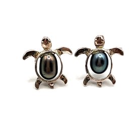 Vintage Sterling Silver Beaded Turtle Earrings