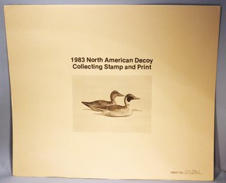 US STAMP AND SIGNED PRINT 1983 NORTH AMERICAN DECOY BY DONALD BLAKNEY