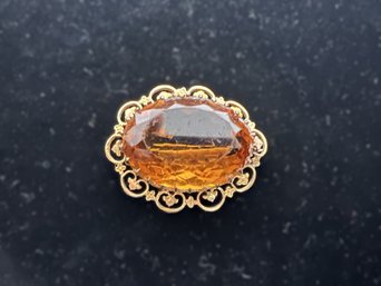 Antique 'Citrine' & Gilt Metal Brooch