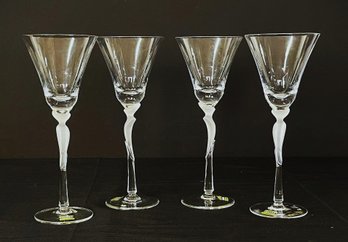 Set Of Four Mikasa Crystal Pirouette Goblets- Lot 2