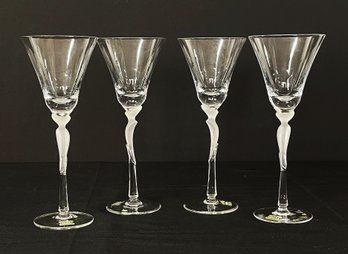 Set Of Four Mikasa Crystal Pirouette Goblets- Lot 1