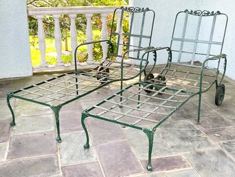 A Pair Of Vintage Wrought Iron Lounge Chairs - C. 1940's