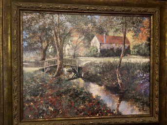 Framed Impressionist Style Print - Creekside Country Cottage