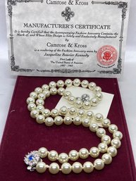 Very Fine CAMROSE & KROSS Jackie Kennedy Collection Pearl Necklace With Gemstone Catch