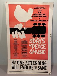 Vintage Woodstock Music & Art Fair Poster. 14'X 22' .