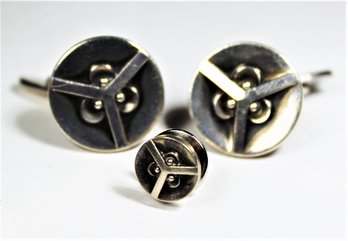 Georg Jensen Sterling Silver Denmark Cufflinks And Tie Tack