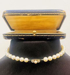 Stunning 7' Strand Of Antique Pearls W Two Diamonds & Pearl On WG Clasp- The Cowell & Hubbard Co. Cleveland