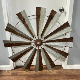 Rustic Galvanized Tin Windmill Fan