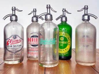 A Group Of Vintage And Antique Glass Soda Siphons