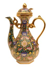 Middle Eastern / Oriental  Gold Cloisonne Style Ceramic Tea Pot