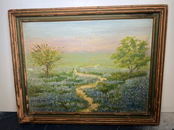 Small Original Oil Painting Landscape With Bluebells