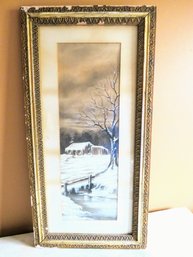 Winter Home Scene Framed Painting