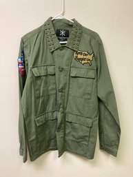 Kill City Womens Med Military Style Shirt Jacket Patches Studs NEW