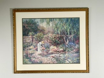 Large Barbara Mock Victorian Garden Scene Framed Print