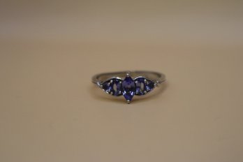 925 Sterling With Purple Stones Signed 'STS' Chuck Clemency Ring Size 11